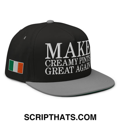 Make Creamy Pints Great Again Embroidered Flat Bill Brim 5 Panel Snapback Hat Black Grey