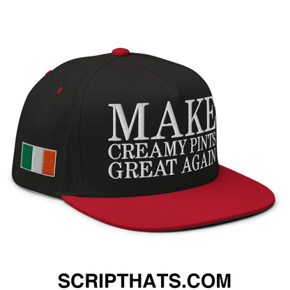 Make Creamy Pints Great Again Embroidered Flat Bill Brim 5 Panel Snapback Hat Black Red