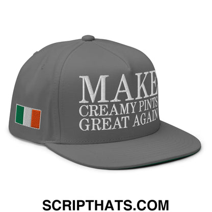 Make Creamy Pints Great Again Embroidered Flat Bill Brim 5 Panel Snapback Hat Grey