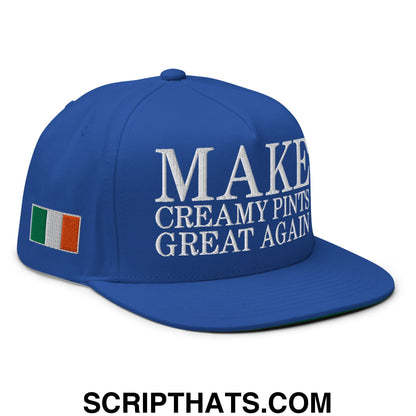 Make Creamy Pints Great Again Embroidered Flat Bill Brim 5 Panel Snapback Hat Royal Blue