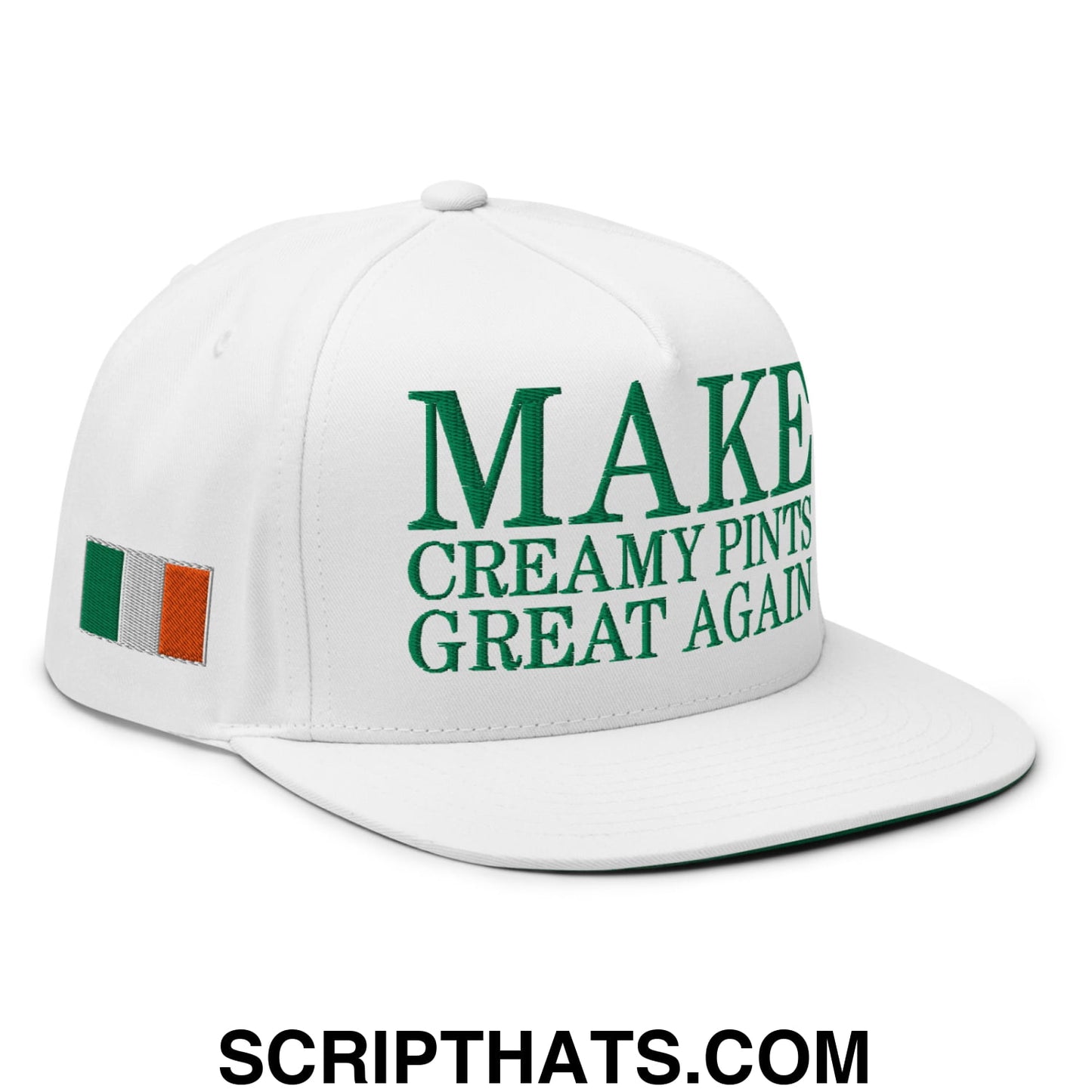 Make Creamy Pints Great Again Embroidered Flat Bill Brim 5 Panel Snapback Hat White