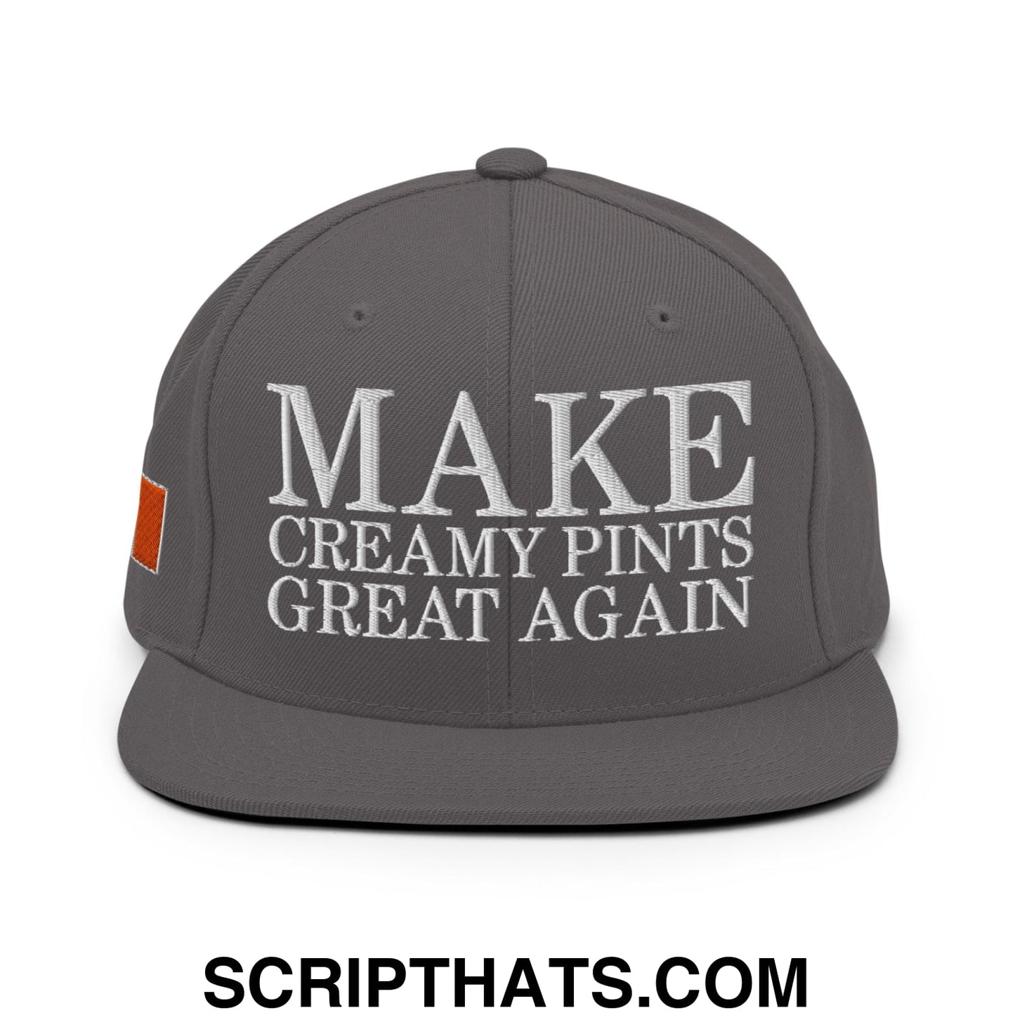 Make Creamy Pints Great Again Embroidered Flat Bill Brim Snapback Hat Dark Grey