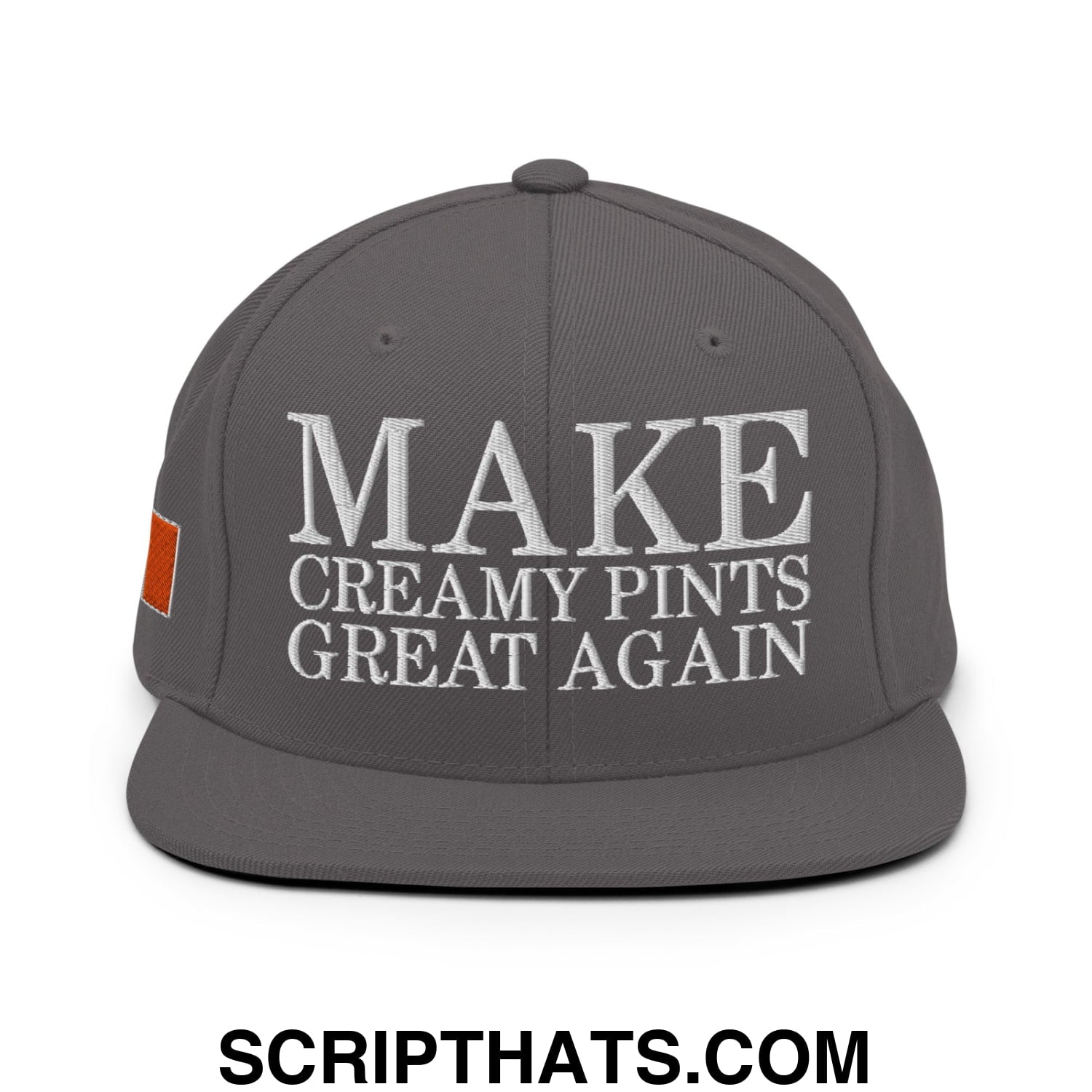 Make Creamy Pints Great Again Embroidered Flat Bill Brim Snapback Hat Dark Grey