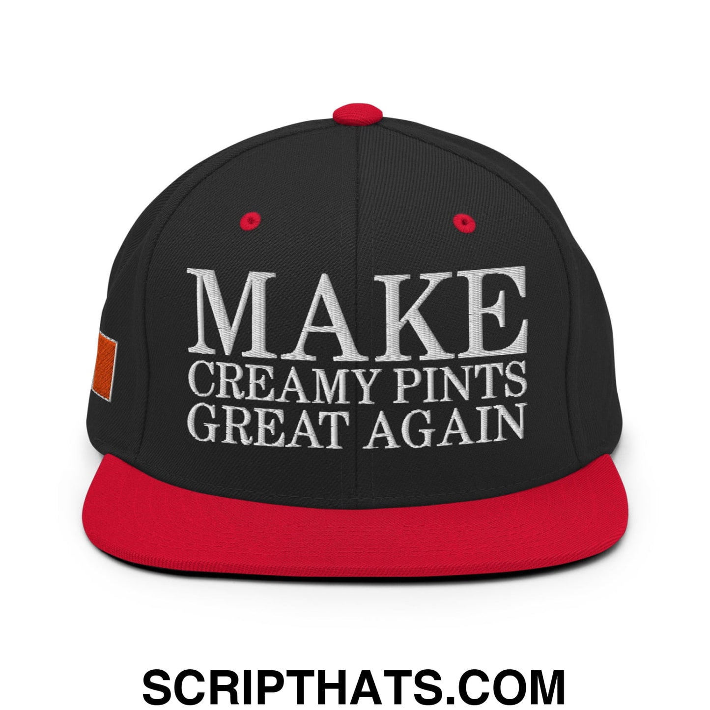 Make Creamy Pints Great Again Embroidered Flat Bill Brim Snapback Hat Black Red