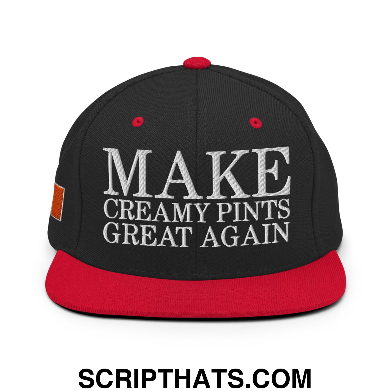 Make Creamy Pints Great Again Embroidered Flat Bill Brim Snapback Hat Black Red