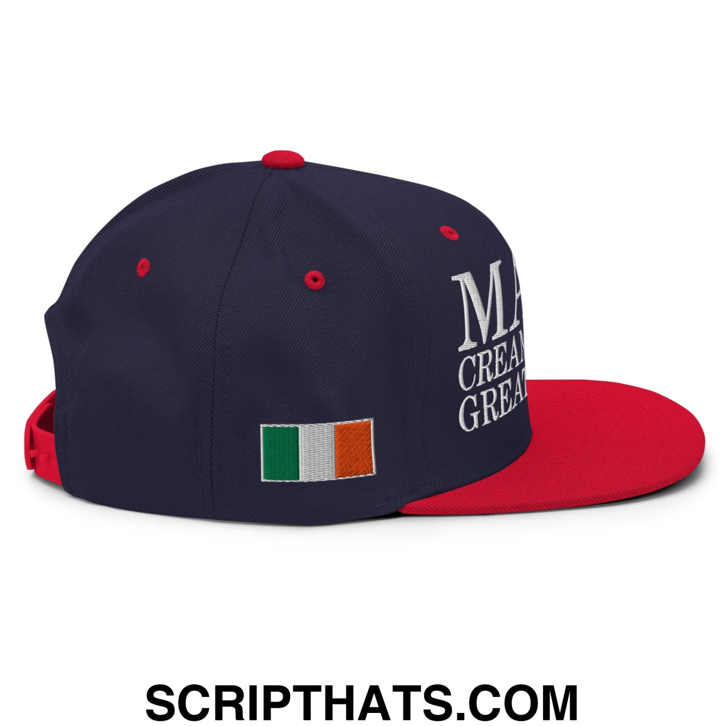 Make Creamy Pints Great Again Embroidered Flat Bill Brim Snapback Hat Navy Red
