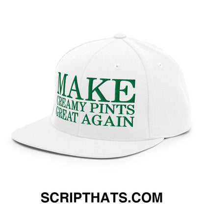 Make Creamy Pints Great Again Embroidered Flat Bill Brim Snapback Hat White