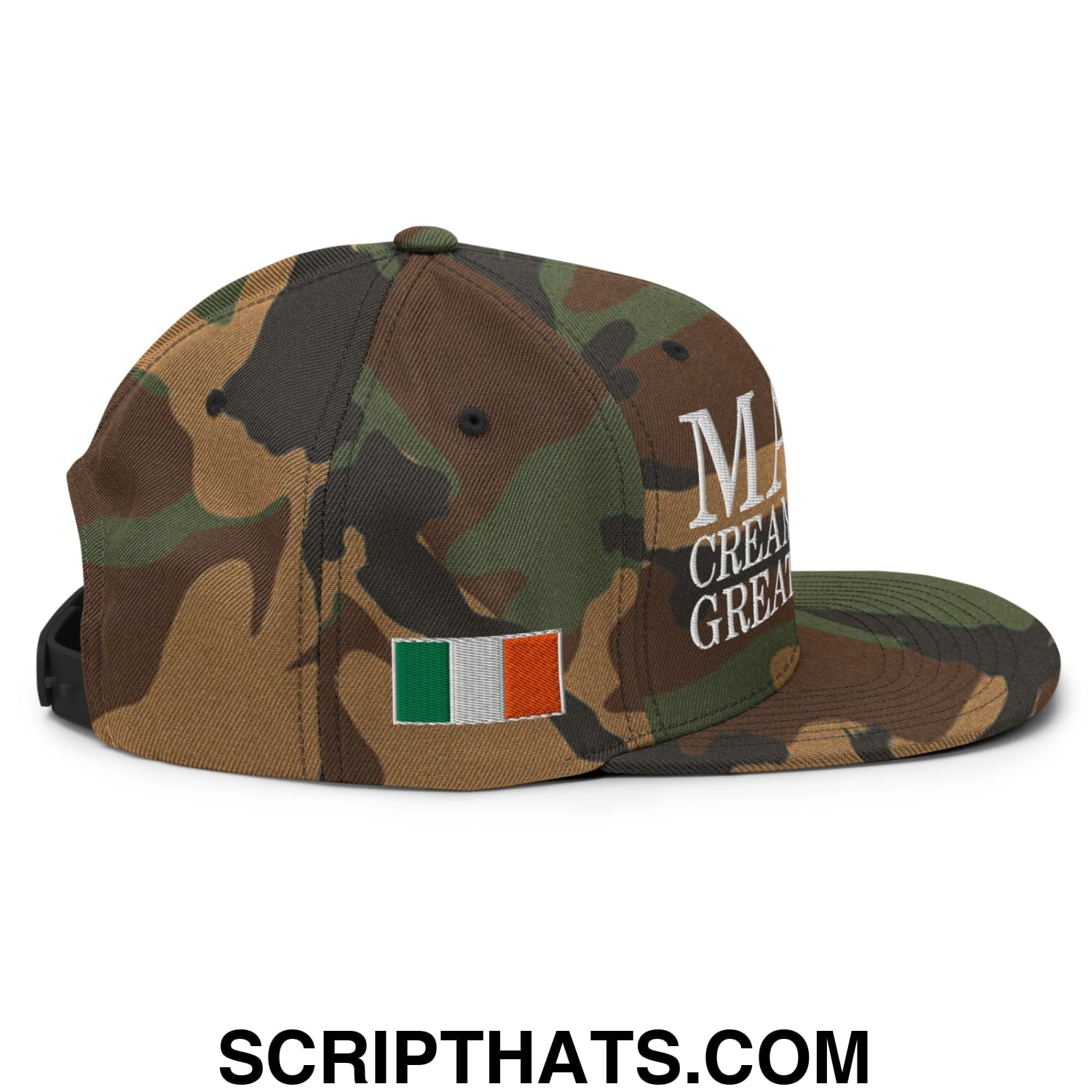 Make Creamy Pints Great Again Embroidered Flat Bill Brim Snapback Hat Green Camo