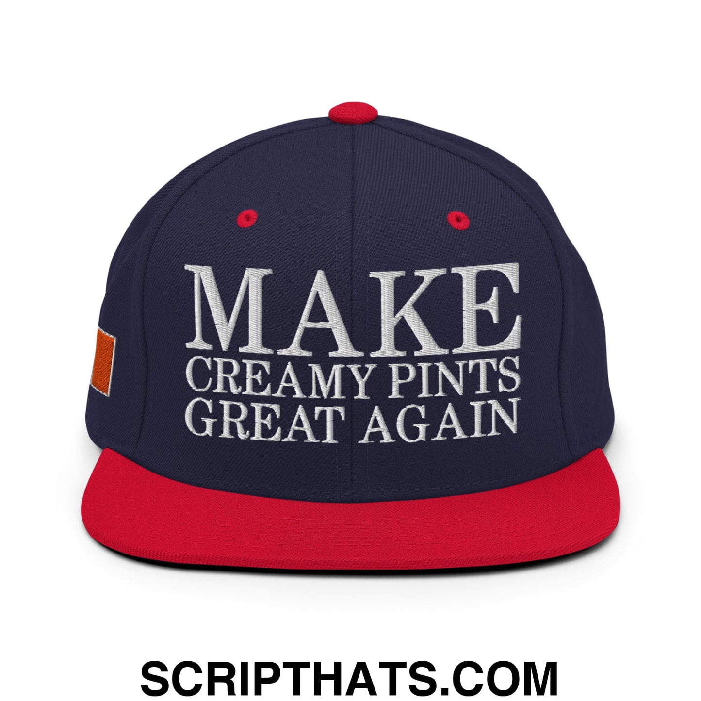 Make Creamy Pints Great Again Embroidered Flat Bill Brim Snapback Hat Navy Red