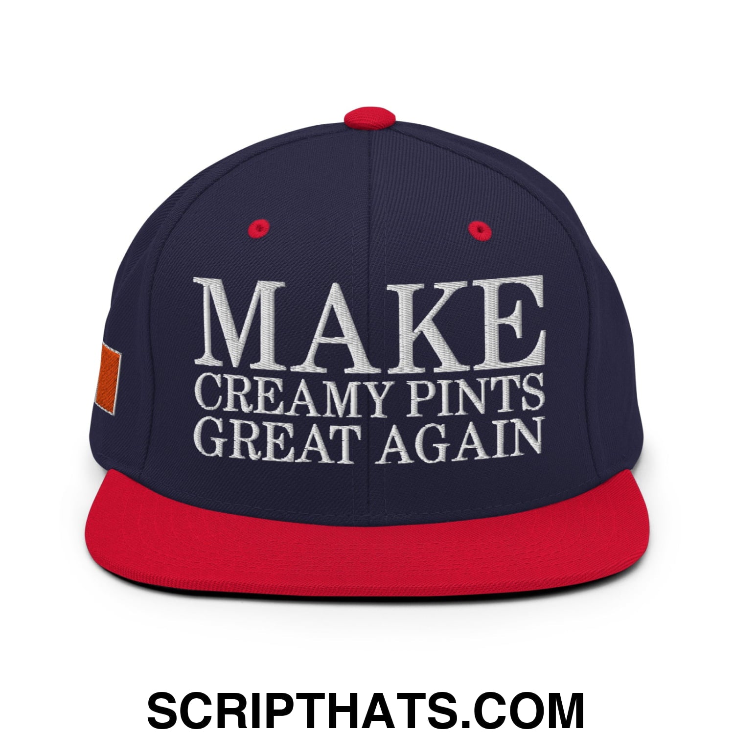Make Creamy Pints Great Again Embroidered Flat Bill Brim Snapback Hat Navy Red