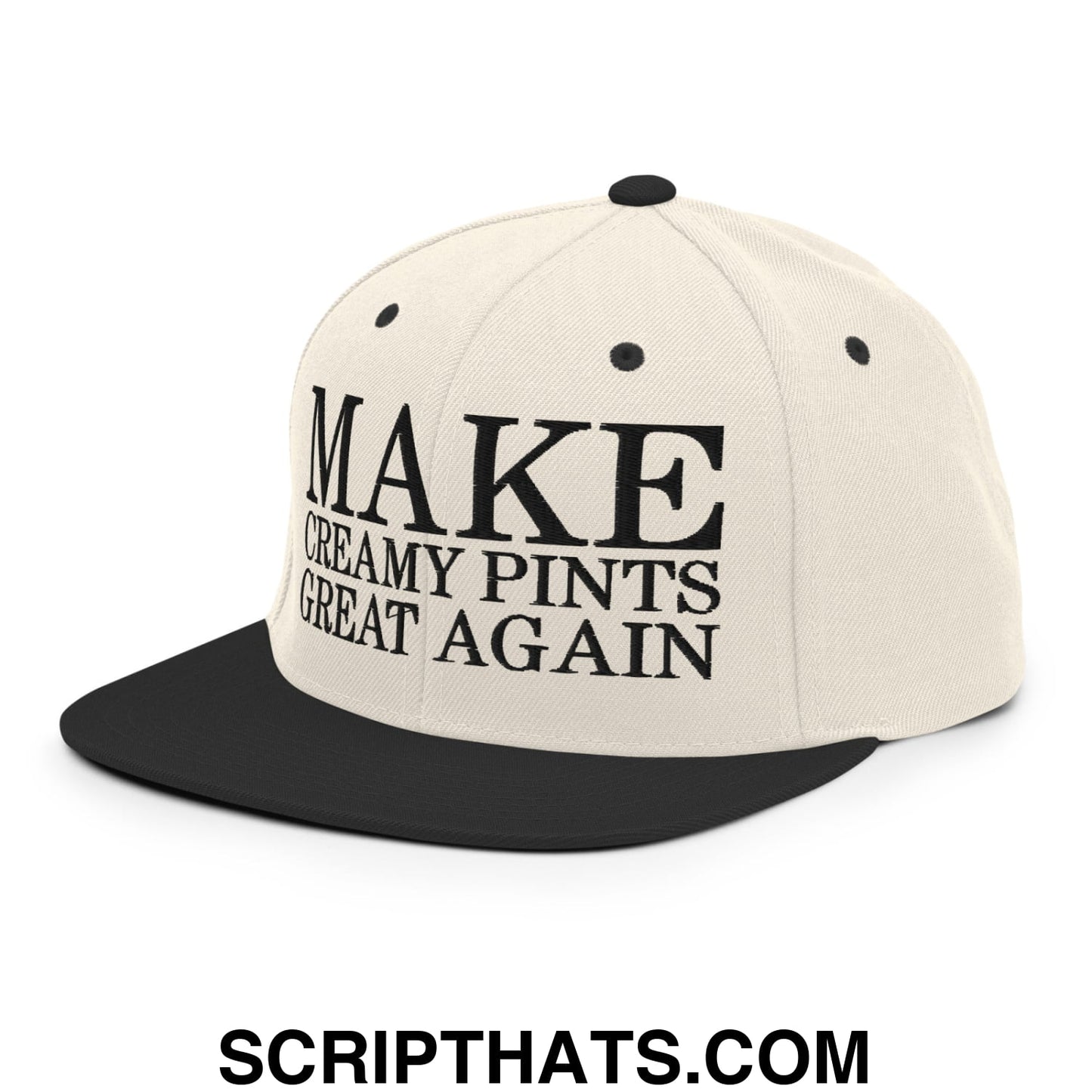 Make Creamy Pints Great Again Embroidered Flat Bill Brim Snapback Hat White
