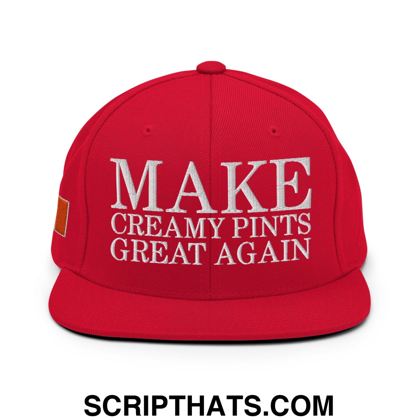 Make Creamy Pints Great Again Embroidered Flat Bill Brim Snapback Hat Red
