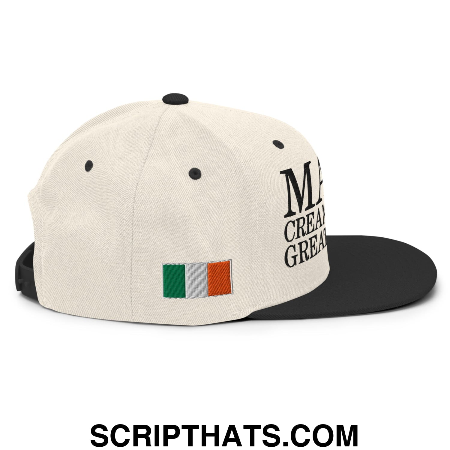 Make Creamy Pints Great Again Embroidered Flat Bill Brim Snapback Hat Natural Black