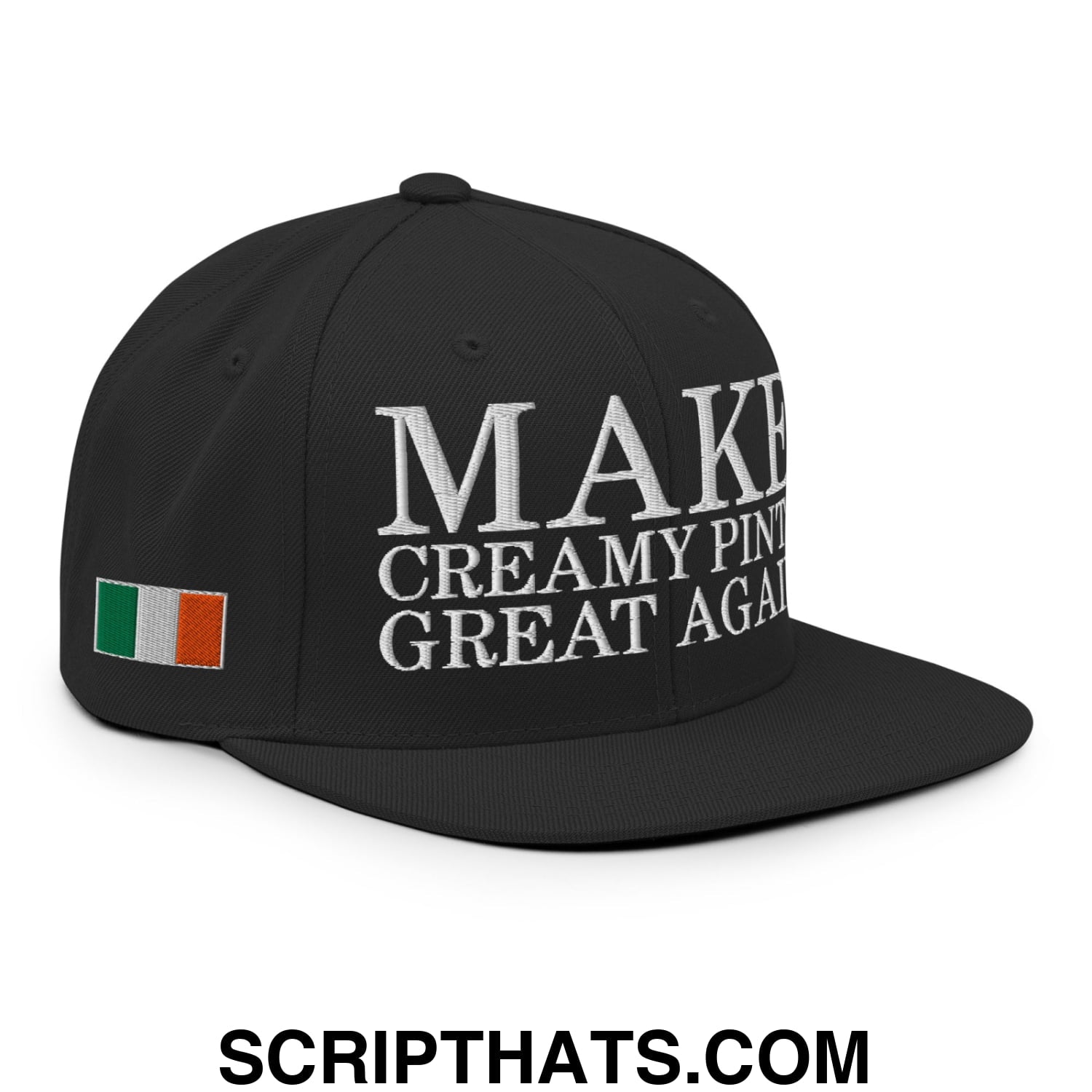 Make Creamy Pints Great Again Embroidered Flat Bill Brim Snapback Hat Black