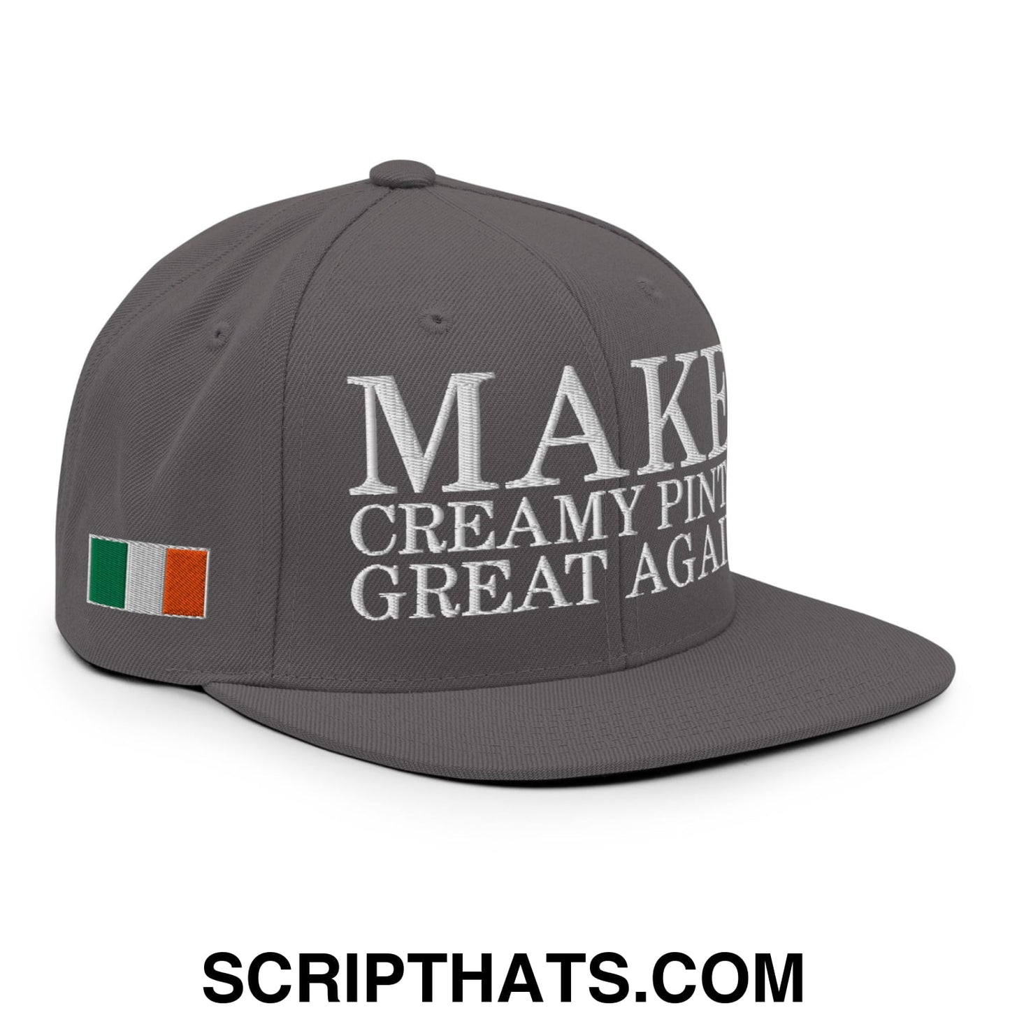 Make Creamy Pints Great Again Embroidered Flat Bill Brim Snapback Hat Dark Grey