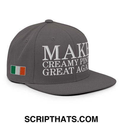 Make Creamy Pints Great Again Embroidered Flat Bill Brim Snapback Hat Dark Grey