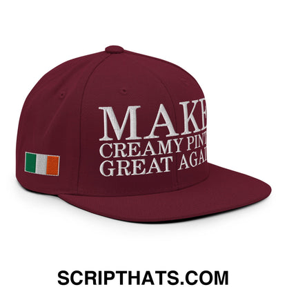 Make Creamy Pints Great Again Embroidered Flat Bill Brim Snapback Hat Maroon