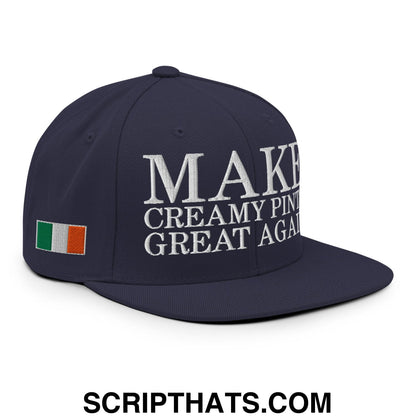 Make Creamy Pints Great Again Embroidered Flat Bill Brim Snapback Hat Navy