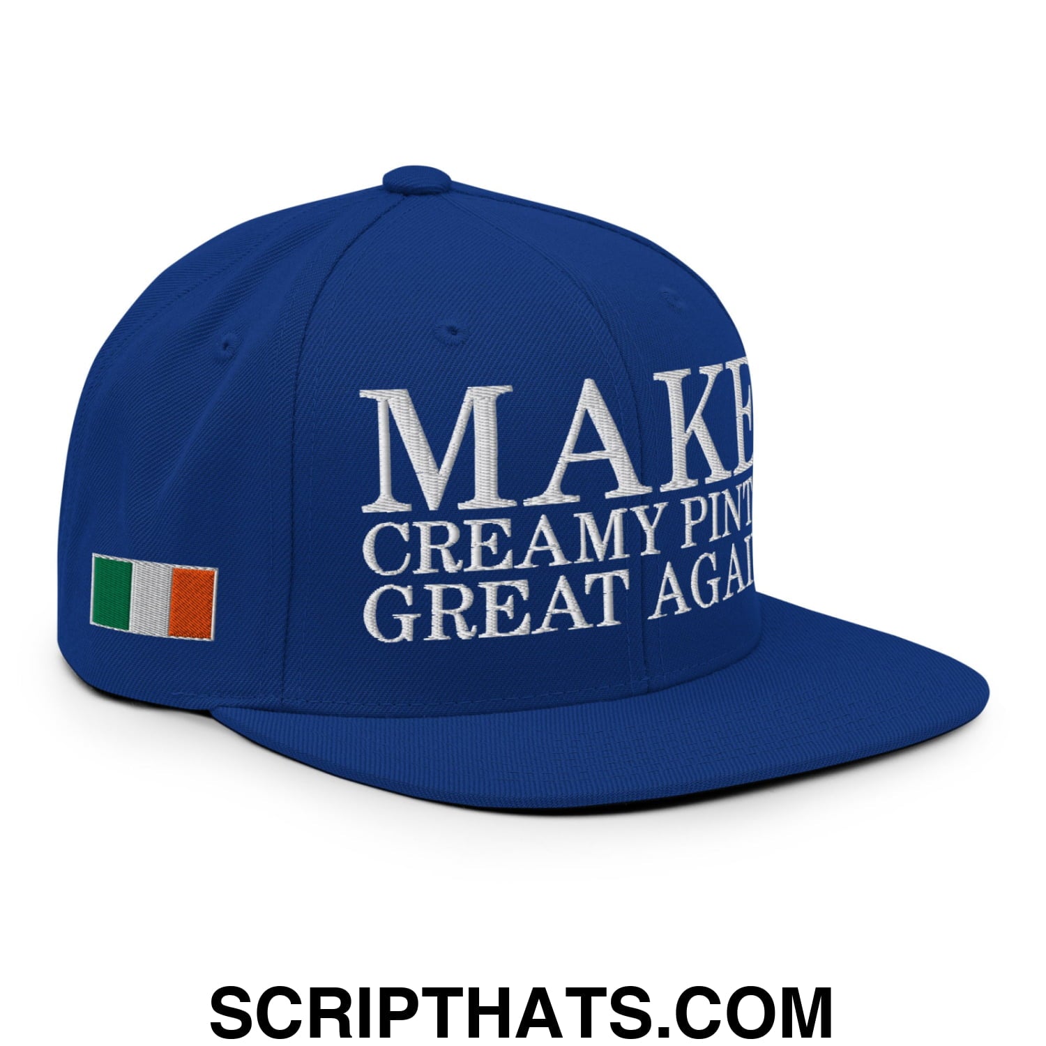 Make Creamy Pints Great Again Embroidered Flat Bill Brim Snapback Hat Royal Blue
