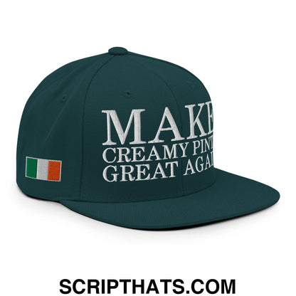 Make Creamy Pints Great Again Embroidered Flat Bill Brim Snapback Hat Spruce