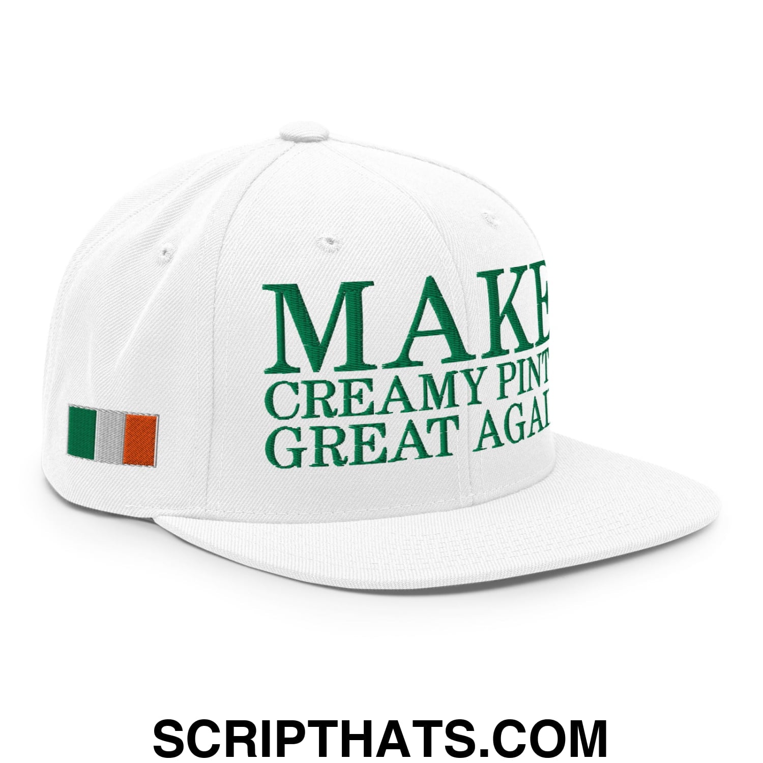 Make Creamy Pints Great Again Embroidered Flat Bill Brim Snapback Hat White
