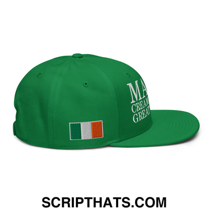 Make Creamy Pints Great Again Embroidered Flat Brim Bill Snapback Hat Kelly Green