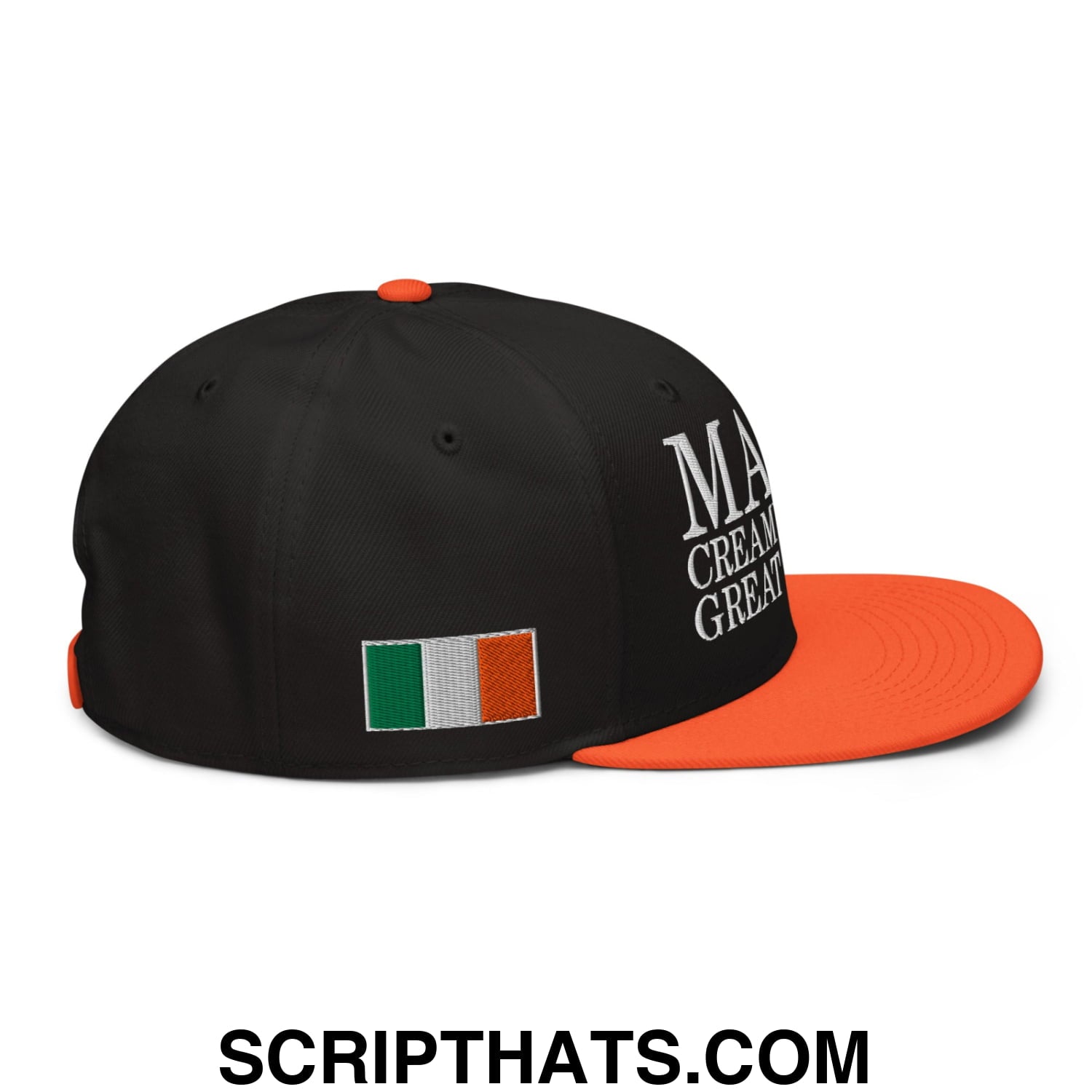 Make Creamy Pints Great Again Embroidered Flat Brim Bill Snapback Hat Orange Black Black