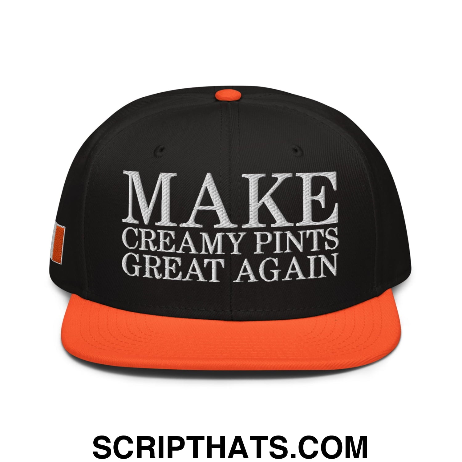 Make Creamy Pints Great Again Embroidered Flat Brim Bill Snapback Hat Orange Black Black