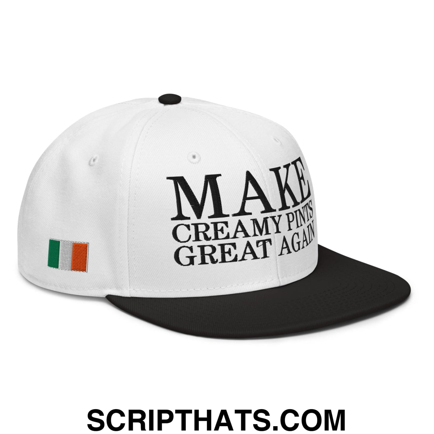 Make Creamy Pints Great Again Embroidered Flat Brim Bill Snapback Hat Black White White