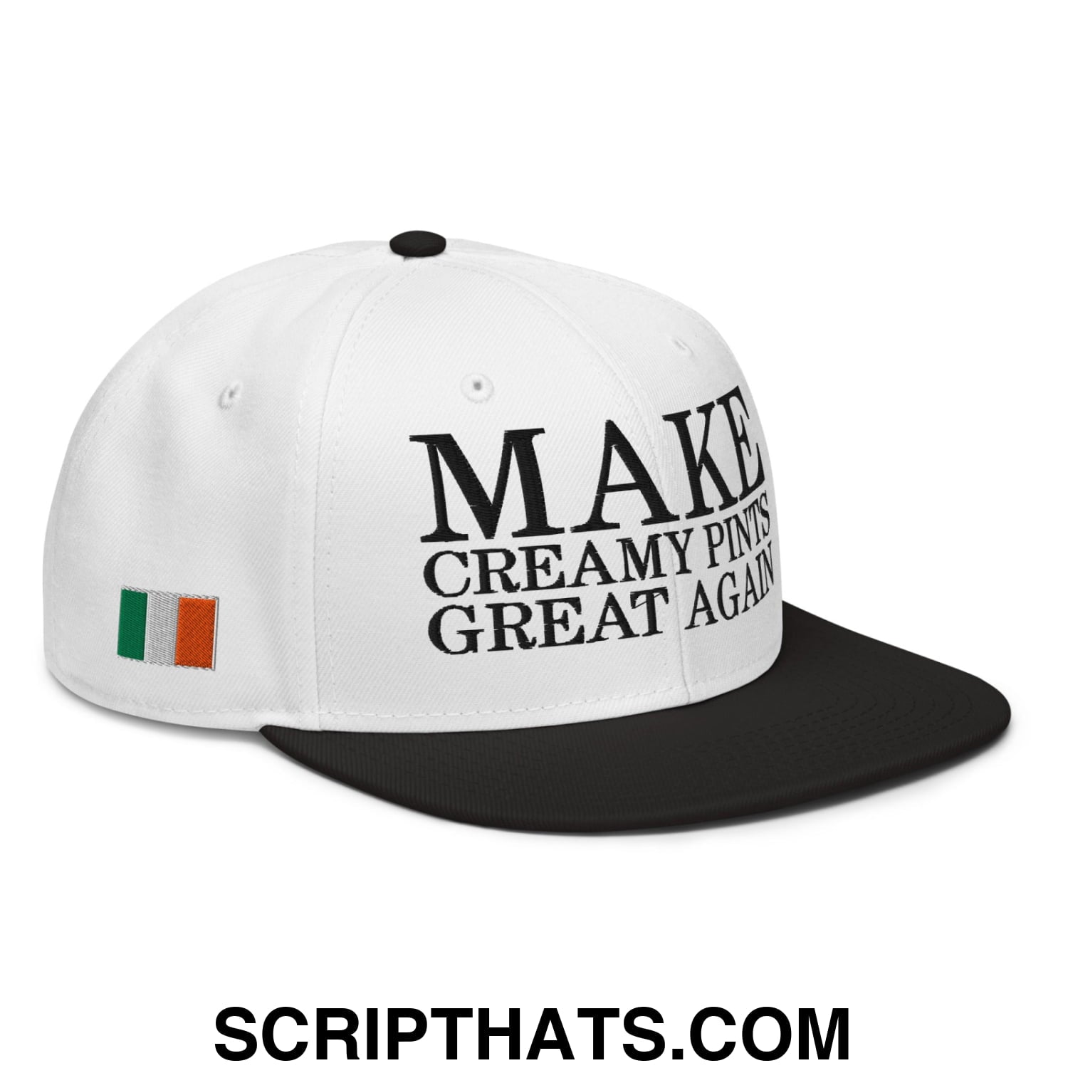 Make Creamy Pints Great Again Embroidered Flat Brim Bill Snapback Hat Black White White