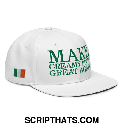 Make Creamy Pints Great Again Embroidered Flat Brim Bill Snapback Hat White