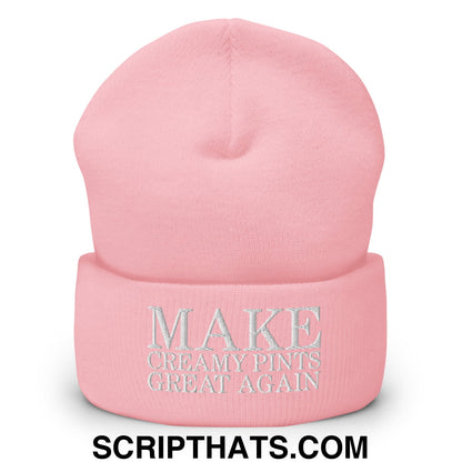 Make Creamy Pints Great Again Embroidered Knit Cuffed Beanie Baby Pink