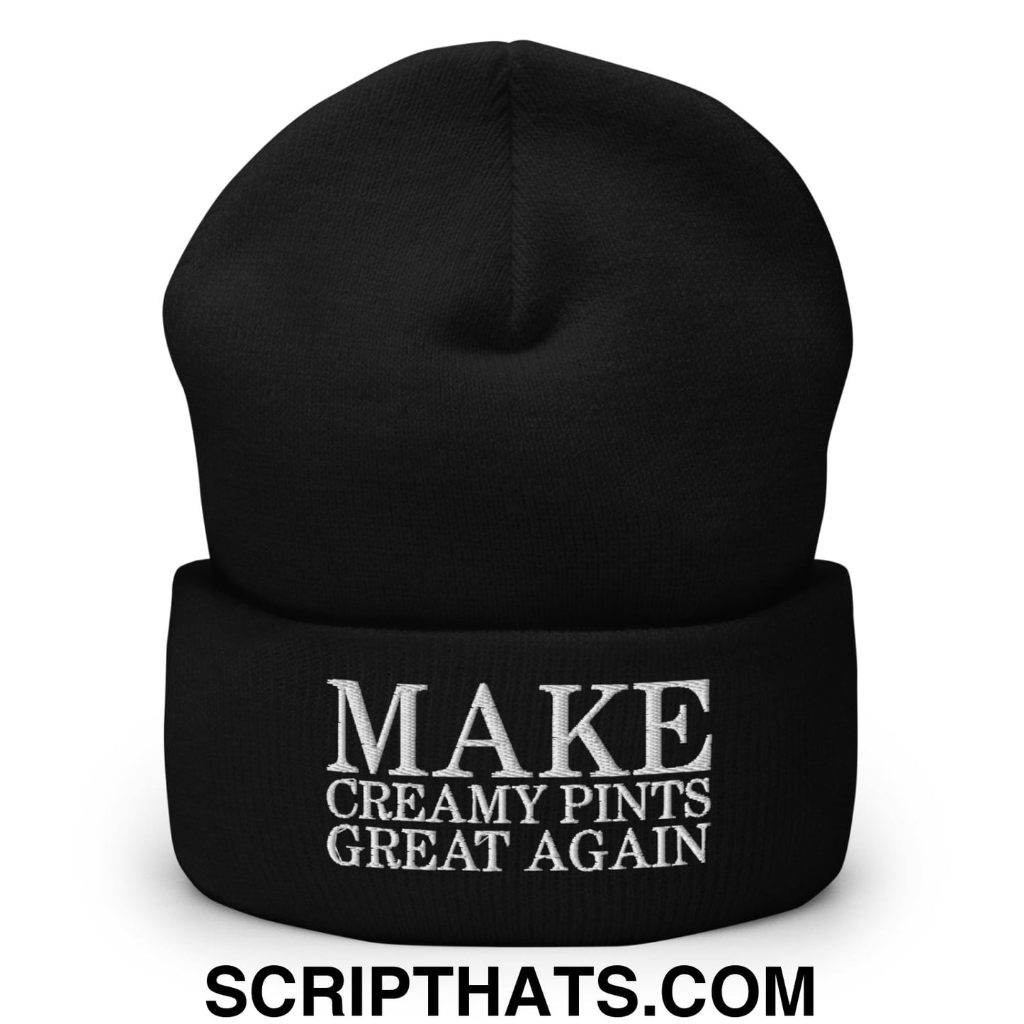 Make Creamy Pints Great Again Embroidered Knit Cuffed Beanie Black
