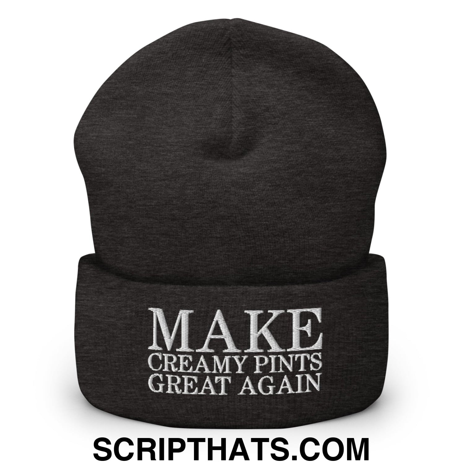 Make Creamy Pints Great Again Embroidered Knit Cuffed Beanie Dark Grey