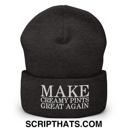 Make Creamy Pints Great Again Embroidered Knit Cuffed Beanie Dark Grey