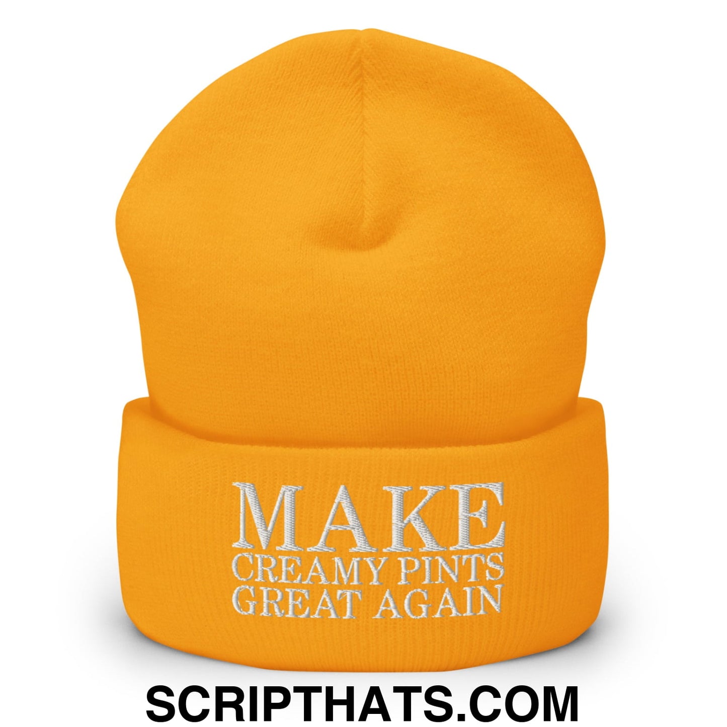 Make Creamy Pints Great Again Embroidered Knit Cuffed Beanie Gold