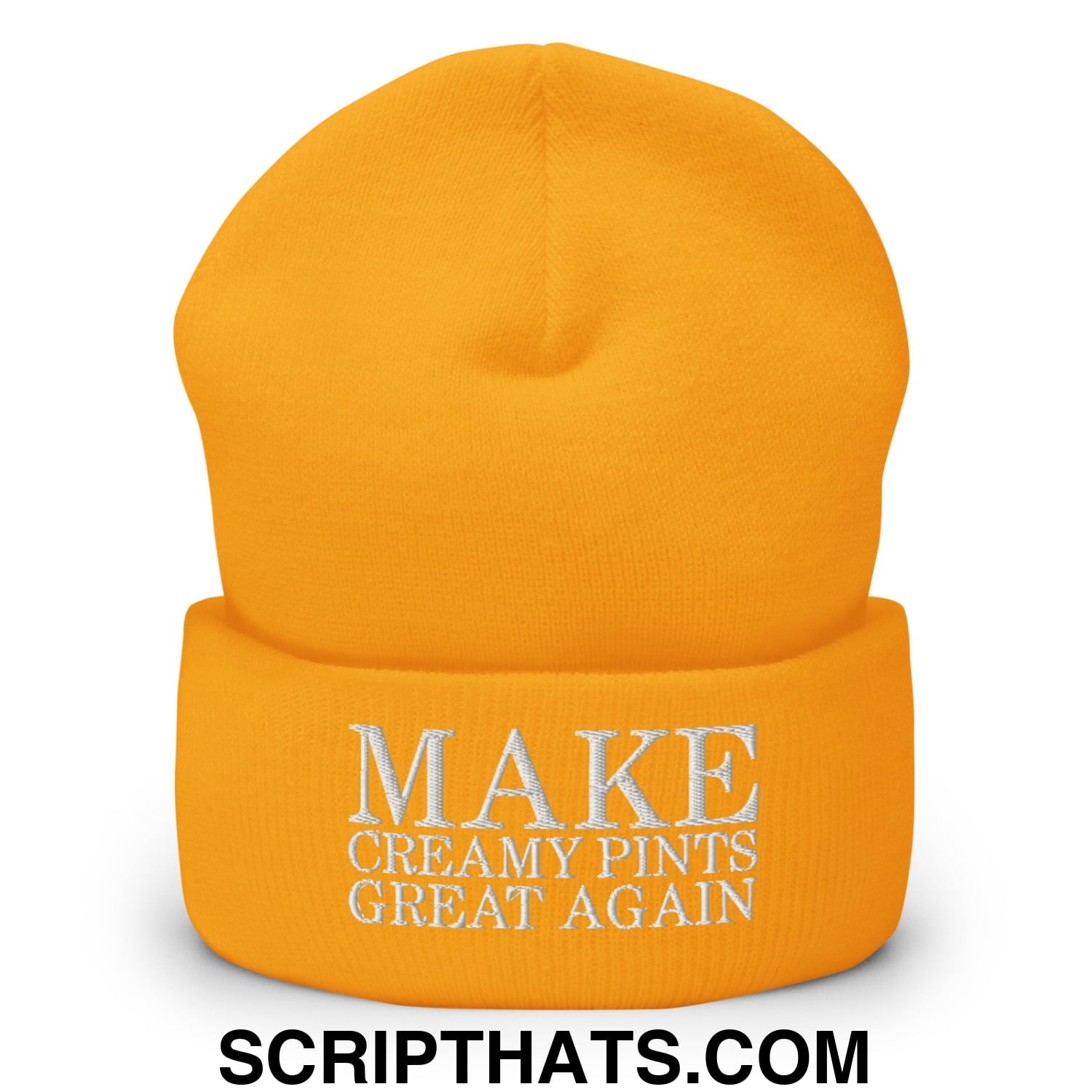 Make Creamy Pints Great Again Embroidered Knit Cuffed Beanie Gold