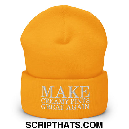 Make Creamy Pints Great Again Embroidered Knit Cuffed Beanie Gold