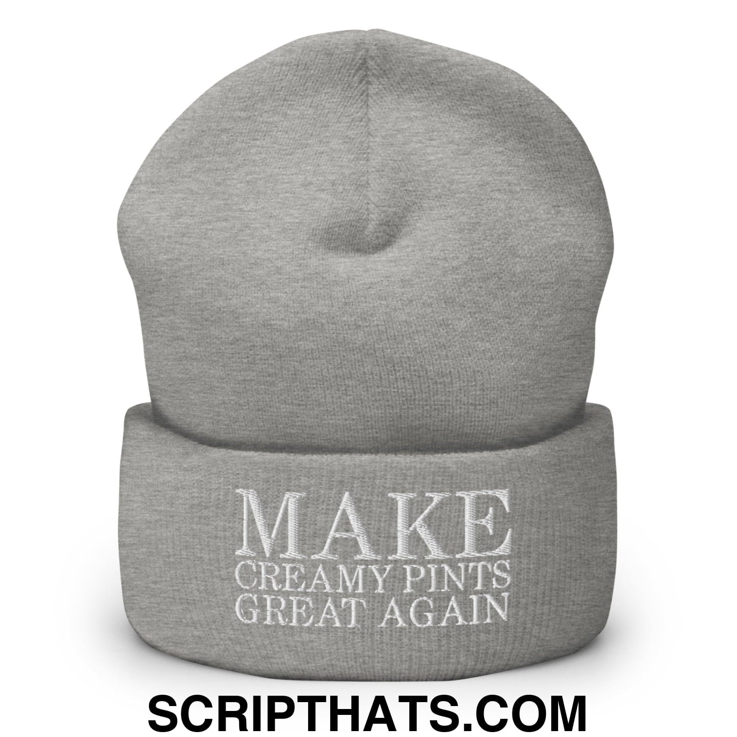 Make Creamy Pints Great Again Embroidered Knit Cuffed Beanie Heather Grey