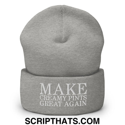 Make Creamy Pints Great Again Embroidered Knit Cuffed Beanie Heather Grey