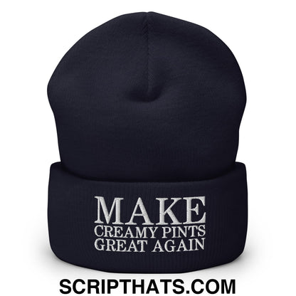Make Creamy Pints Great Again Embroidered Knit Cuffed Beanie Navy