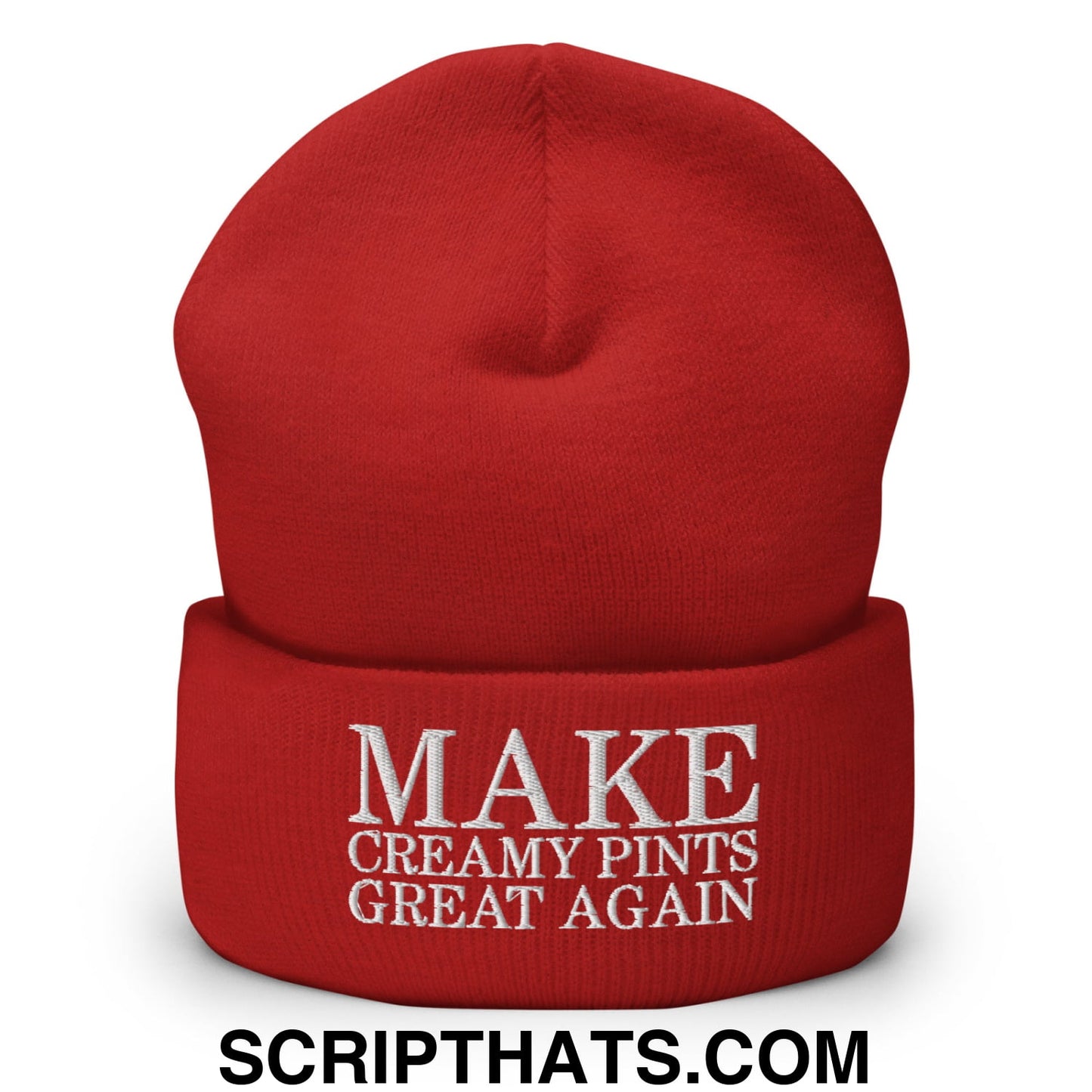 Make Creamy Pints Great Again Embroidered Knit Cuffed Beanie Red