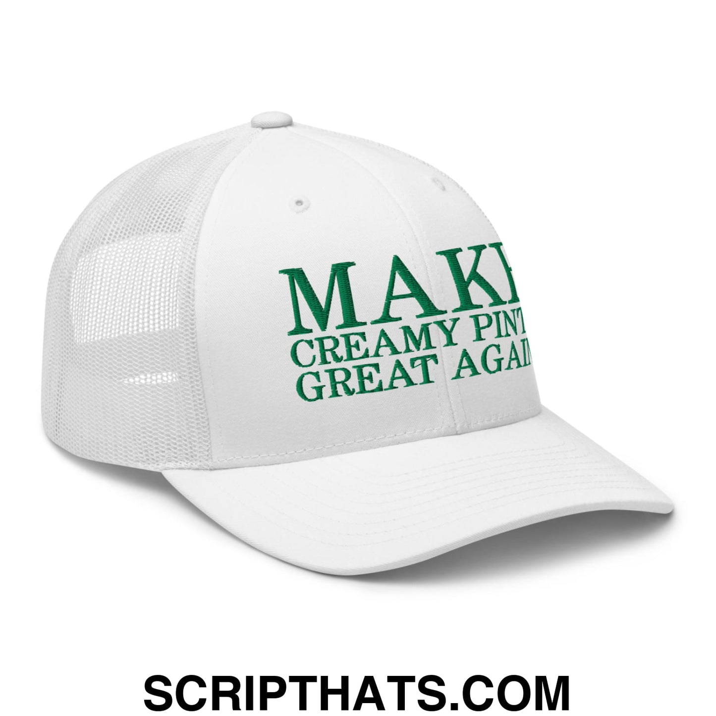 Make Creamy Pints Great Again Embroidered Mesh Trucker Hat White