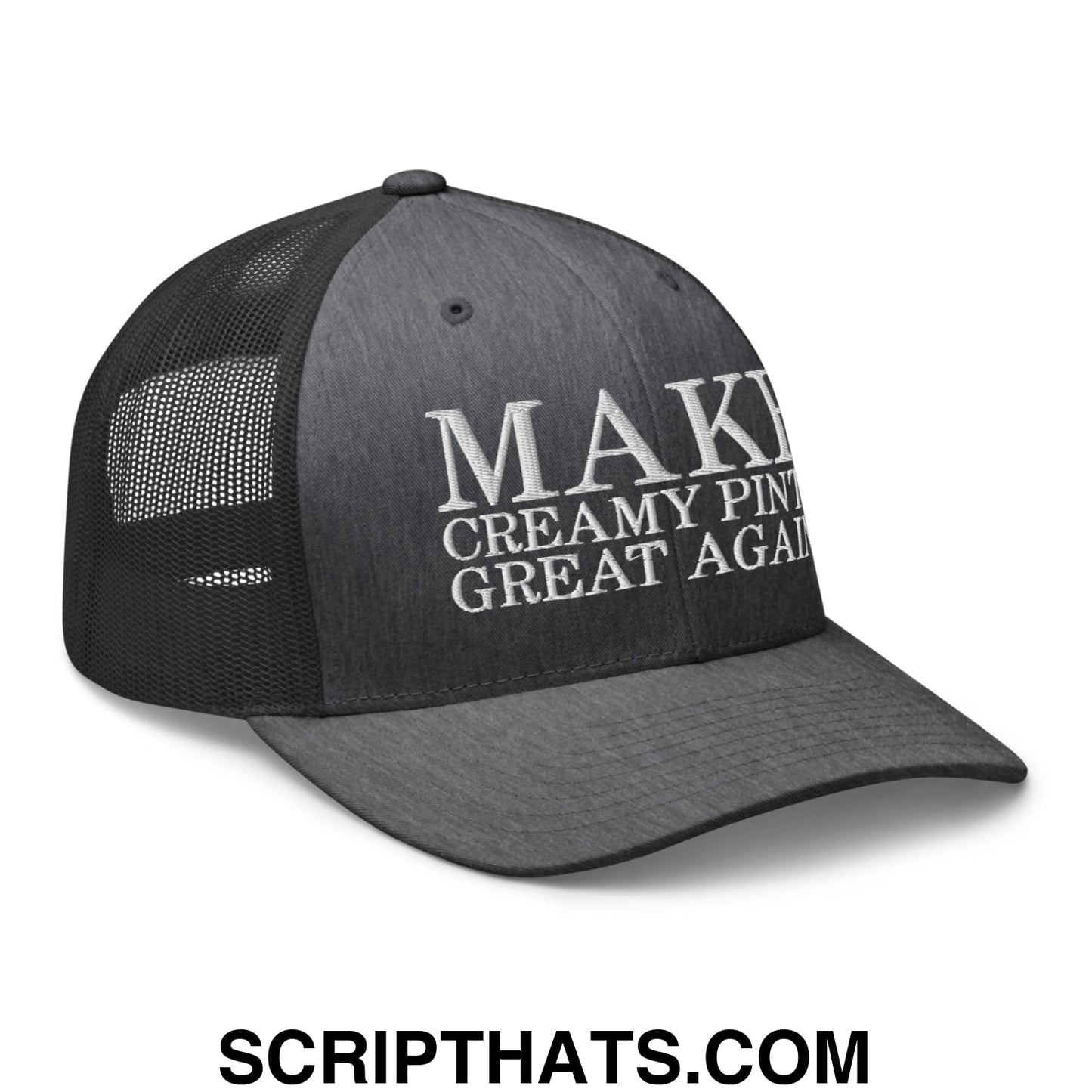 Make Creamy Pints Great Again Embroidered Mesh Trucker Hat Dark Heather Gray