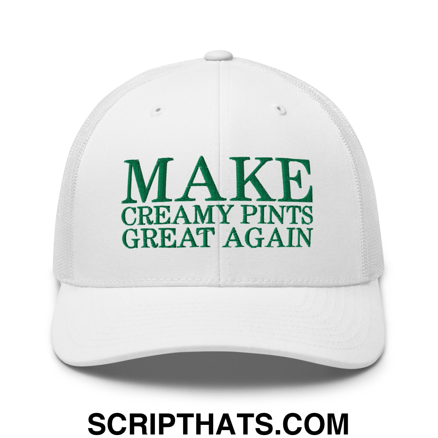 Make Creamy Pints Great Again Embroidered Mesh Trucker Hat White
