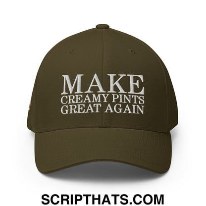 Make Creamy Pints Great Again Ireland Flag Embroidered Stretch Fit Baseball Hat Olive