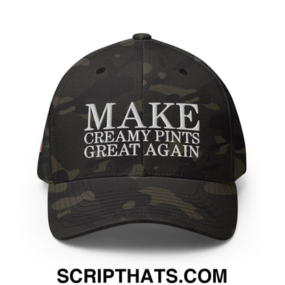 Make Creamy Pints Great Again Ireland Flag Embroidered Stretch Fit Baseball Hat Multicam Black
