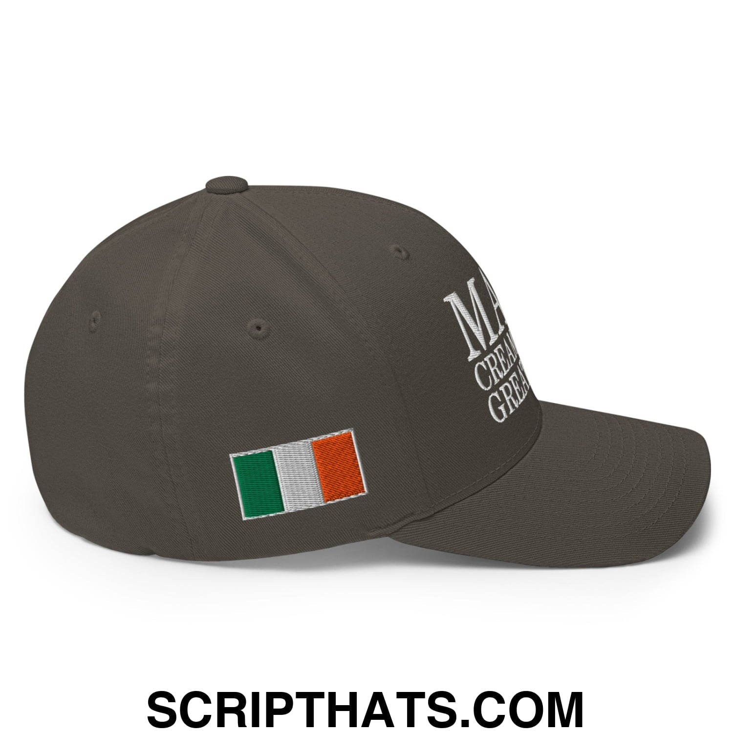 Make Creamy Pints Great Again Ireland Flag Embroidered Stretch Fit Baseball Hat Dark Grey