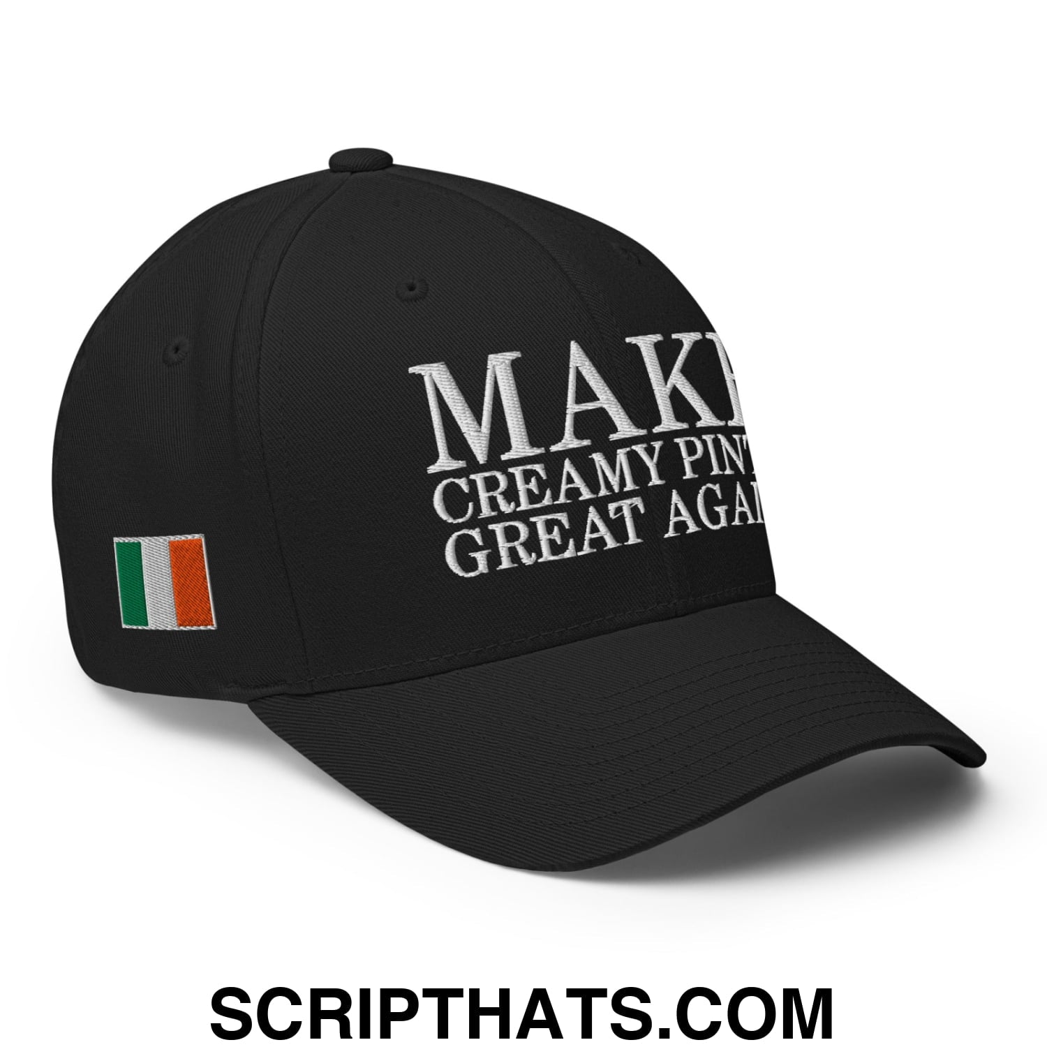 Make Creamy Pints Great Again Ireland Flag Embroidered Stretch Fit Baseball Hat Black