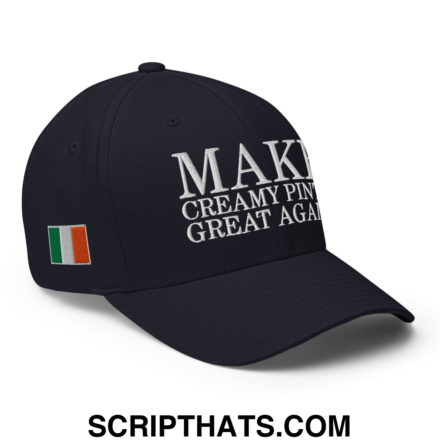 Make Creamy Pints Great Again Ireland Flag Embroidered Stretch Fit Baseball Hat Dark Navy